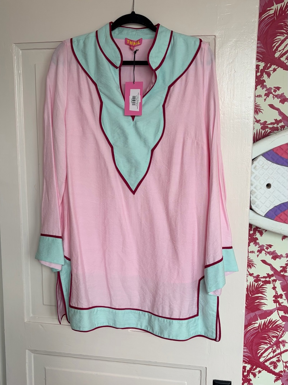 THML Pink with Mint Contrast Tunic and Dark Pink Piping